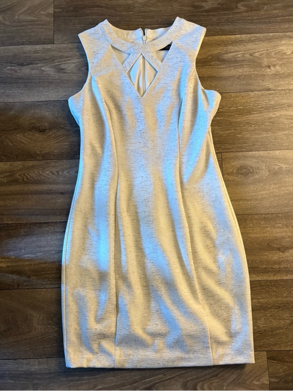 Guess Cutout Bodycon Dress in Ivory Metallic